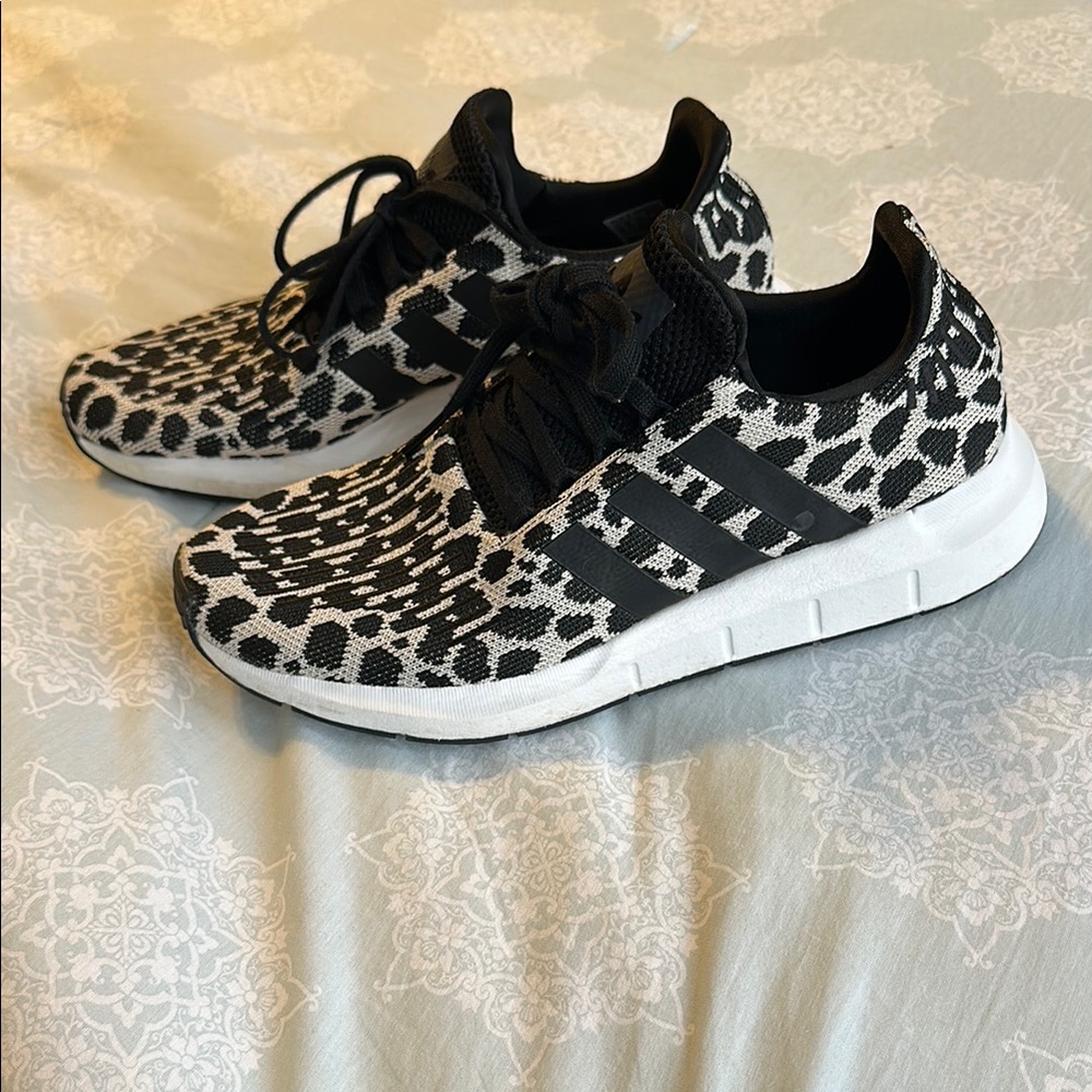 Adidas Black and White Animal Print Sneakers Swift Run 1.0